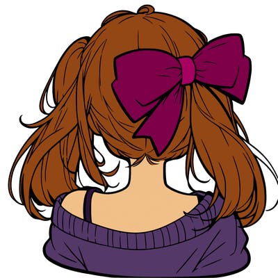 anime girl with bow in back of hair