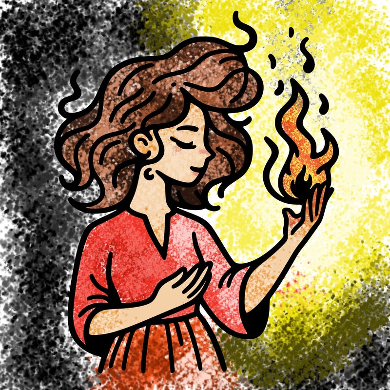 woman with fire