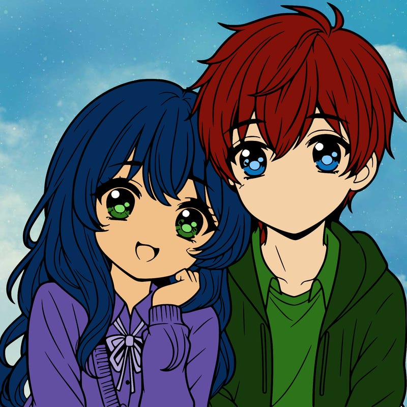 cute anime couple together