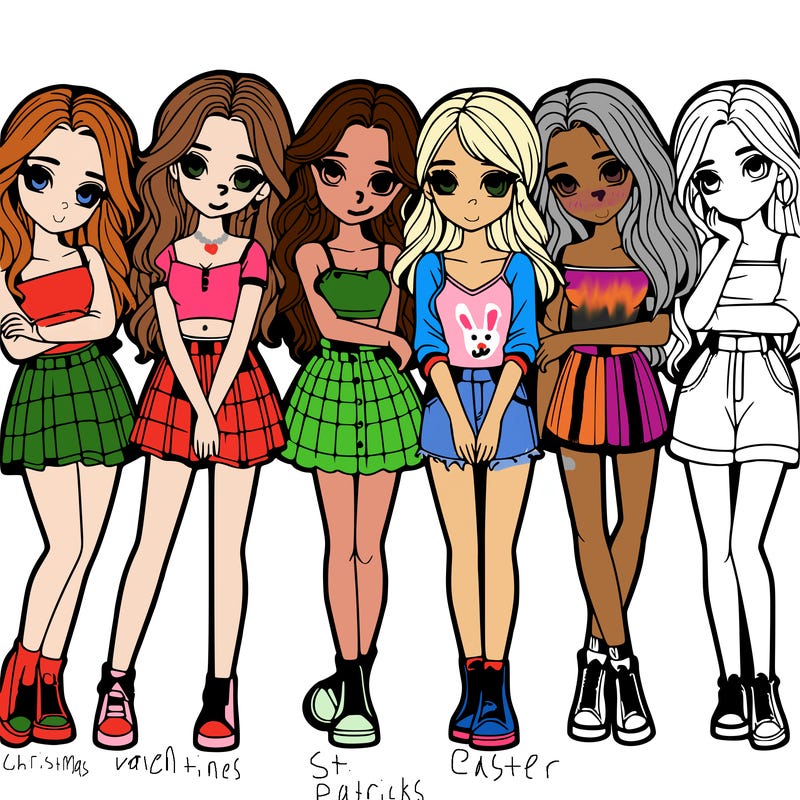 a group of girls realistic