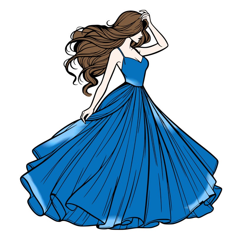 realistic woman with dress flowing in the wind