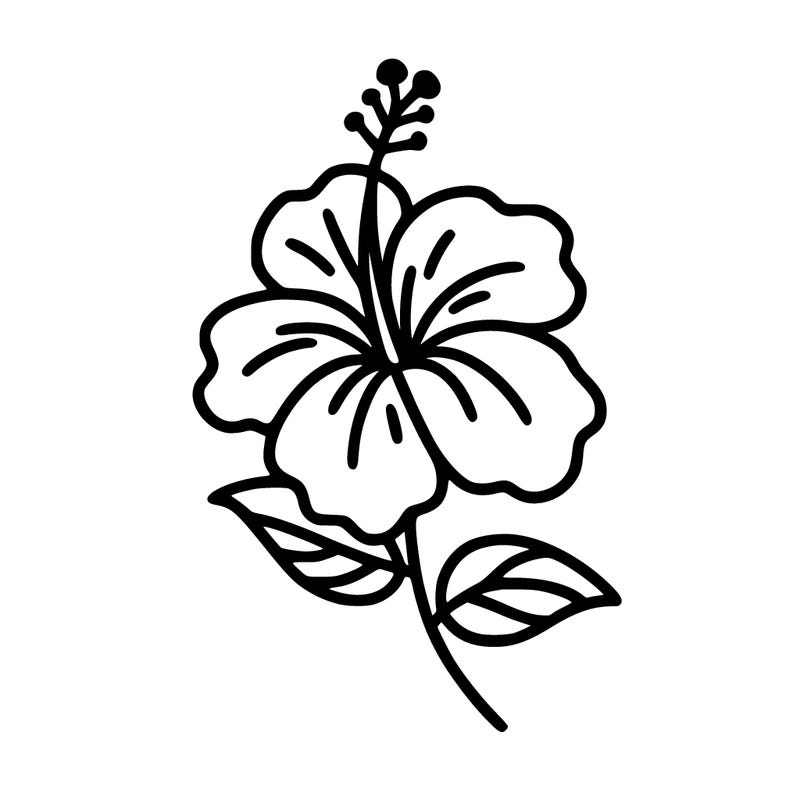 simple one-line hibiscus flower illustration