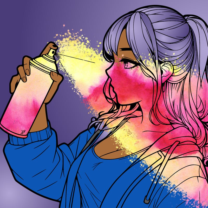 a realistic girl spray, painting