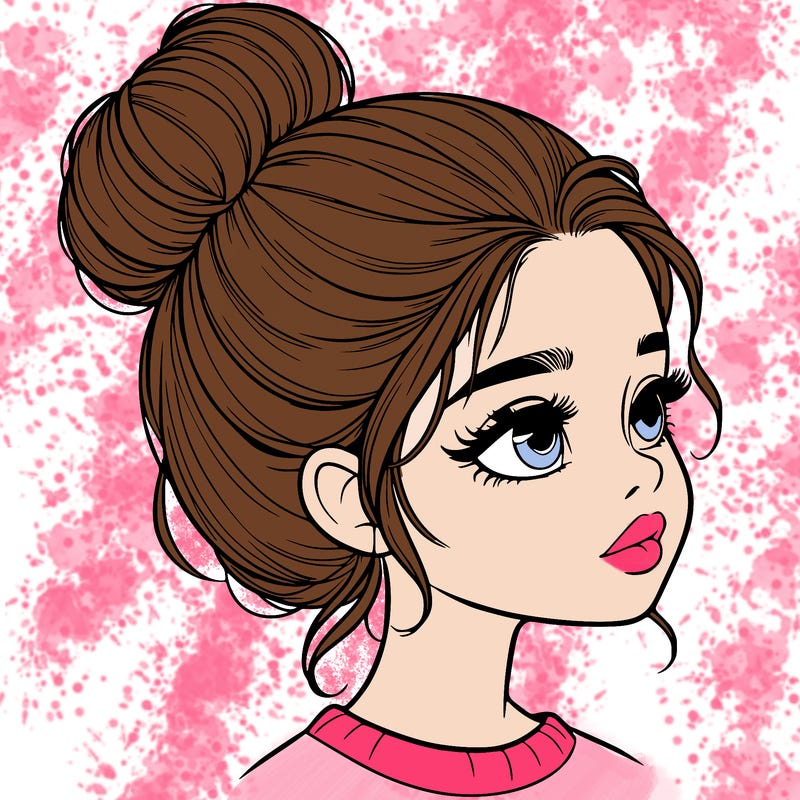 realistic girl with bun