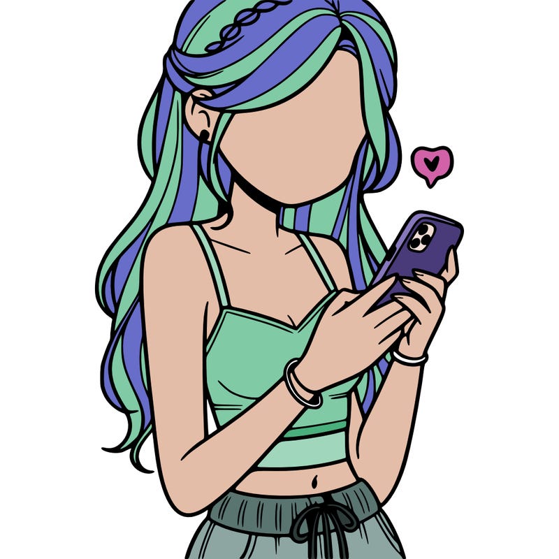 girl with crop top texting on her phone