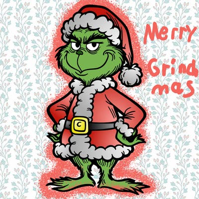 the grinch dressed as santa