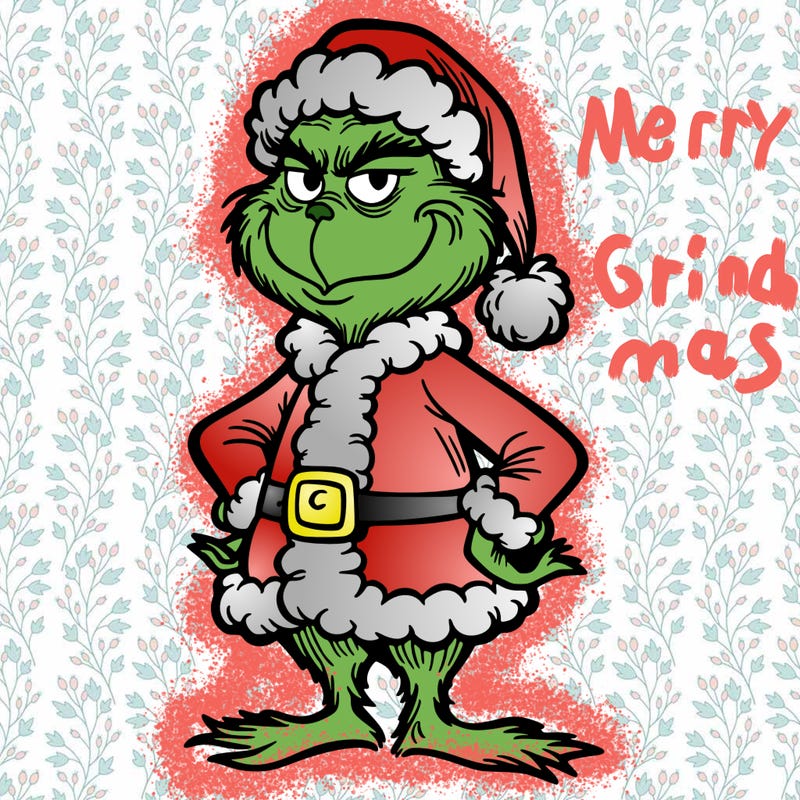 the grinch dressed as santa