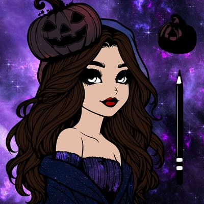 realistic  girl with  a halloween themed look