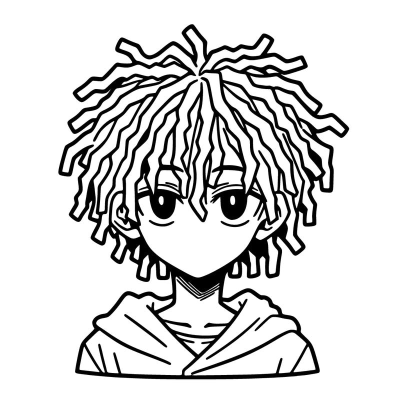 a manga boy with dreads in his hair