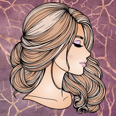 realistic woman's head & hair