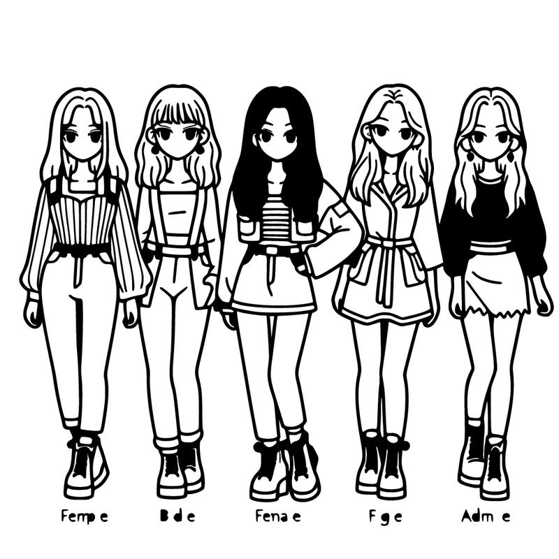 female k-pop group 6 female members realistic