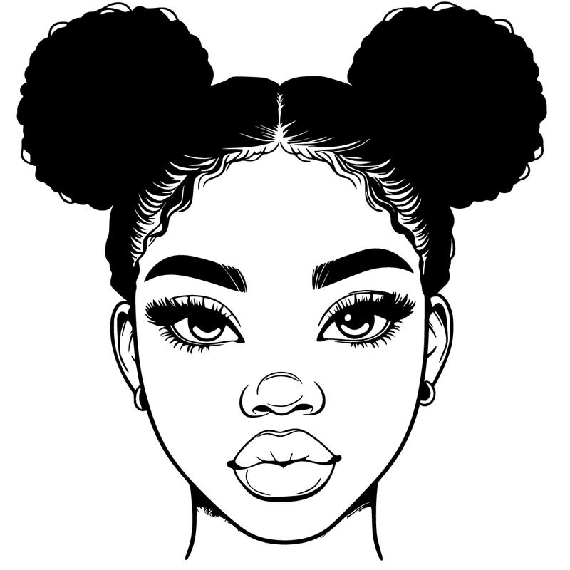 realistic black woman with two buns