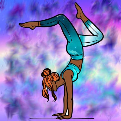 a woman doing a handstand