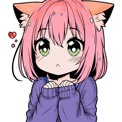 shy anime catgirl