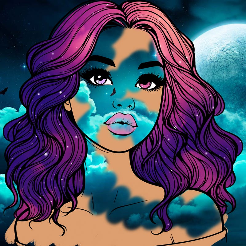 realistic girl with wavy hair and lips