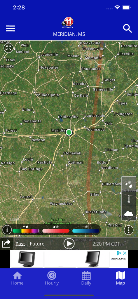 WTOK Weather - High resolution weather radar map of Meridian Mississippi and surrounding regions in the WTOK Weather mobile app