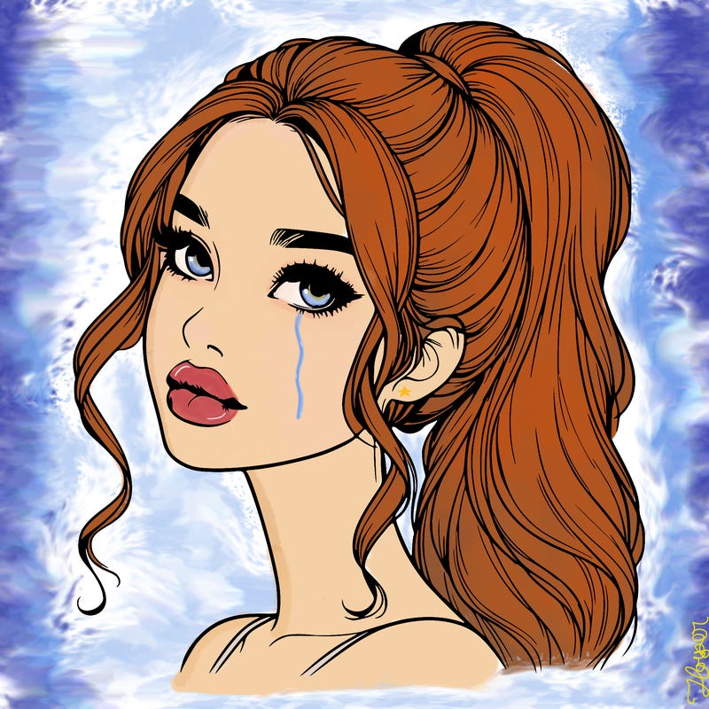 realistic girl with a ponytail on her hair and lips