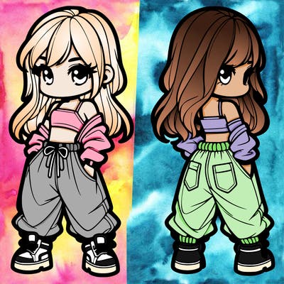 girl in crop top and baggy pants