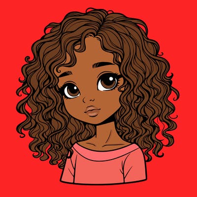 realistic girl with curly hair