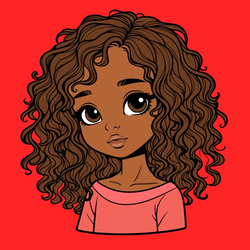 realistic girl with curly hair