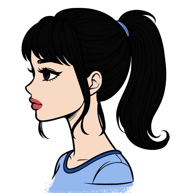 realistic woman with a pony tail hair style