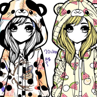 realistic girl in an animal pj's hoodie
