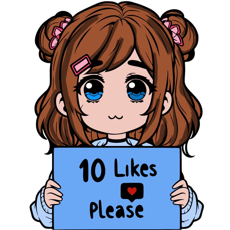 a girl with a sign saying 10 likes please