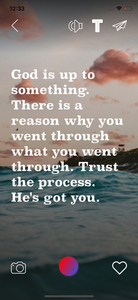 Motivation Daily Quote Widget - Faith oriented daily quote with a sunset ocean background and modern typography