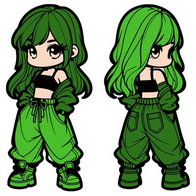 girl in crop top and baggy pants