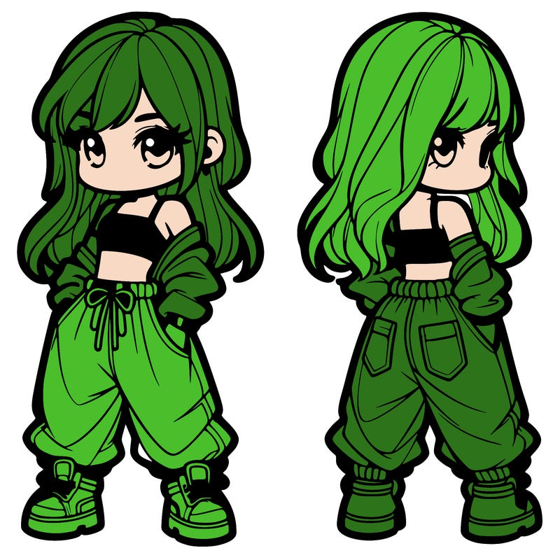 girl in crop top and baggy pants