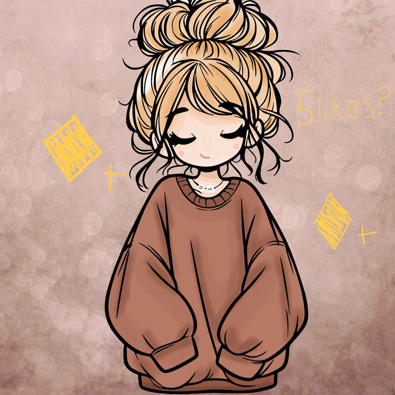 girl with baggy sweatshirt and messy bun
