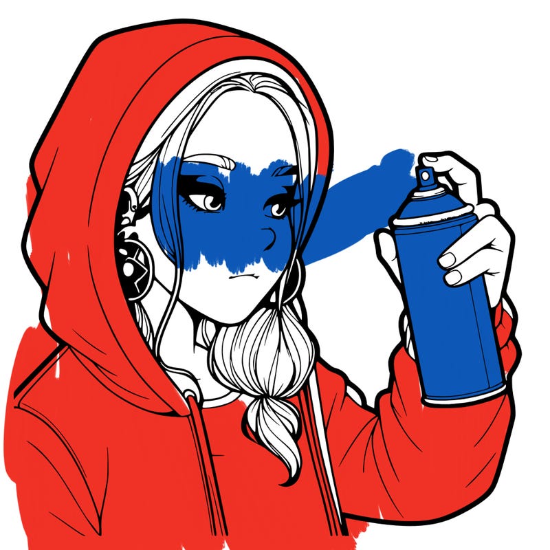 a realistic girl, spray painting