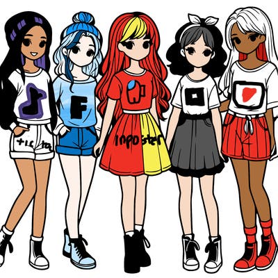 a group of five girls