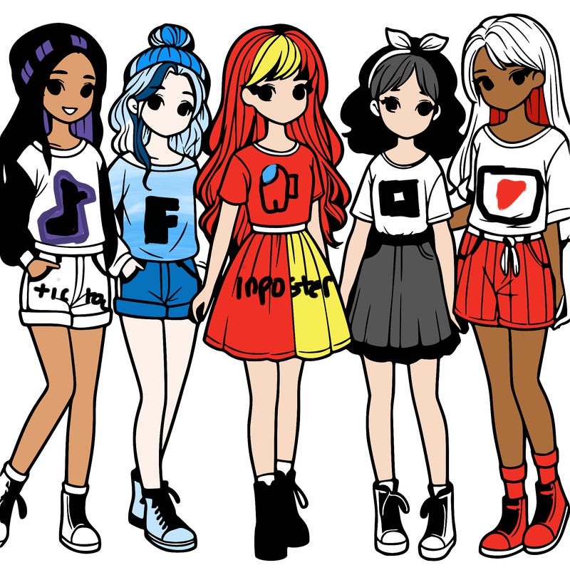 a group of five girls