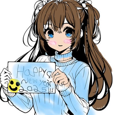 realistic pretty anime girl holding blank sign