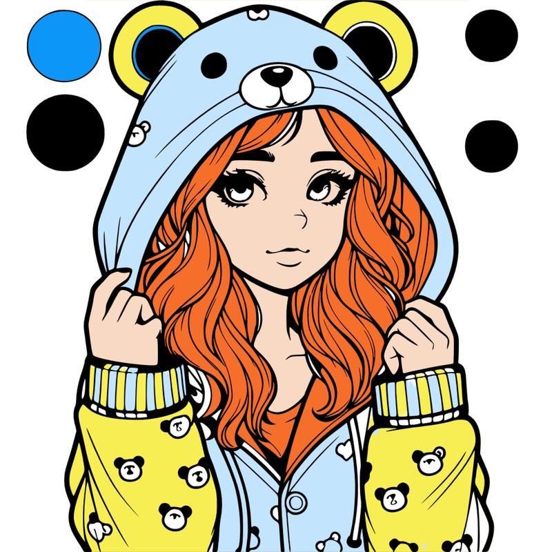 realistic girl in a animal pjs hoodie