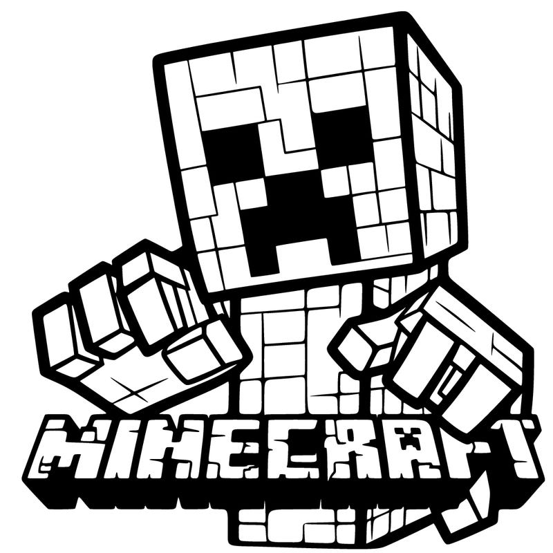 minecraft logo with a creeper in the middle