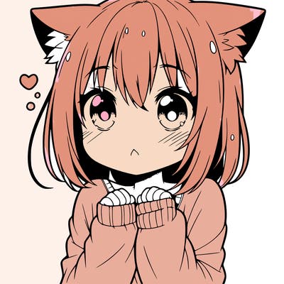 shy anime catgirl