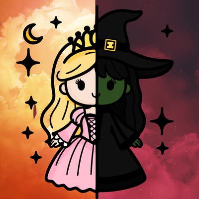 split princess and witch