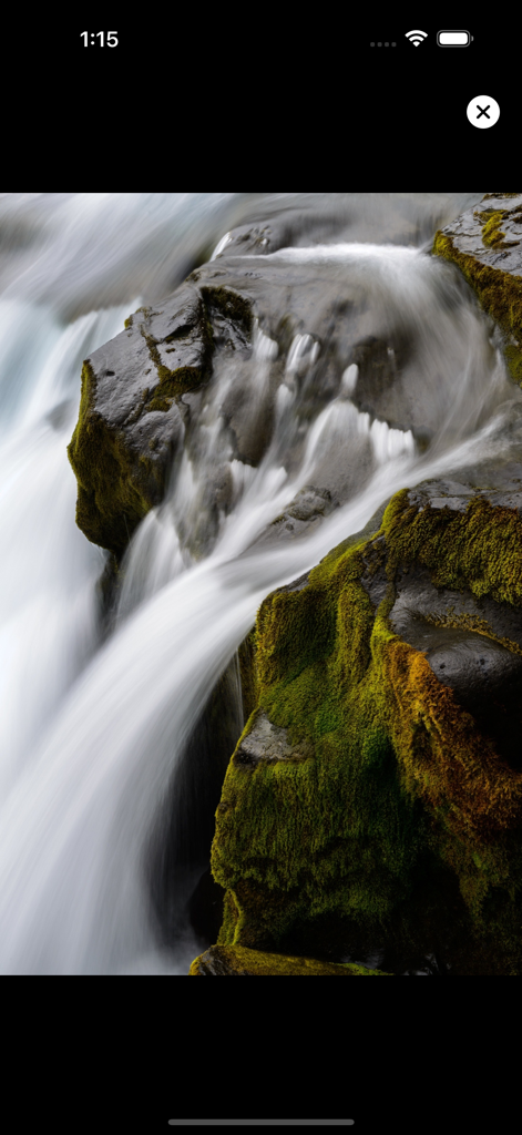 SecurePad Media Vault - Vista a pantalla completa de una foto privada de naturaleza dentro de la interfaz de la aplicación SecurePad Media Vault