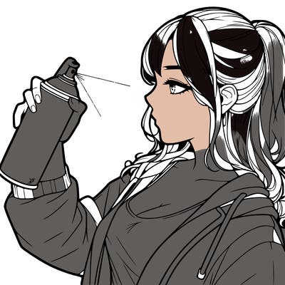 a realistic girl spray, painting