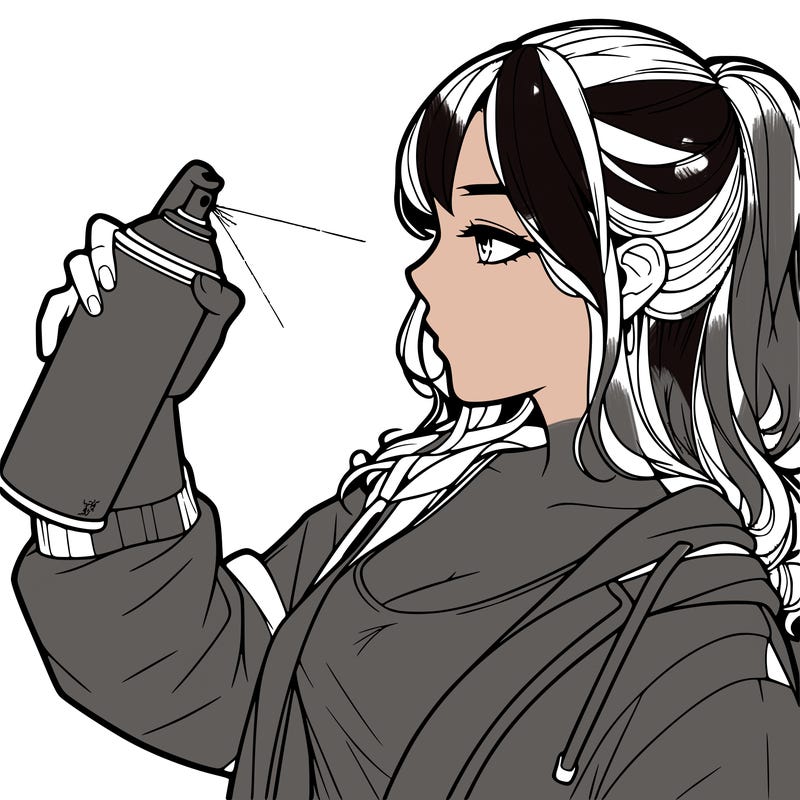 a realistic girl spray, painting