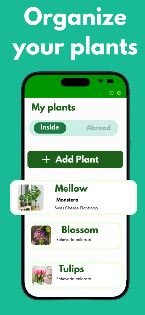 Plantsnap Plant Identifier - A user interface of the Plantsnap app displaying a personalized collection of plants like Monstera and Echeveria