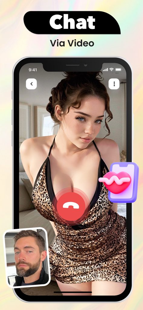 A mobile interface of the Sticky app showing a live video call between two people