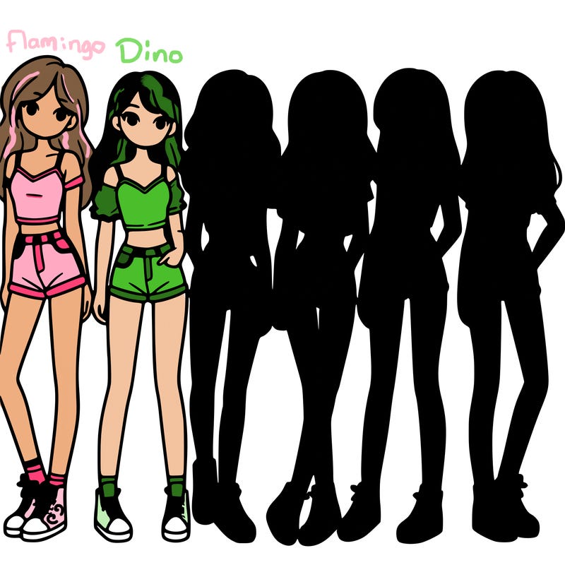 a group of girls wearing crop tops and shorts