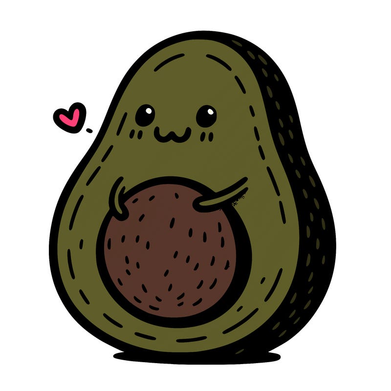 an avocado hugging an avocado