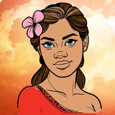 a realistic polynesian woman with a samoan pacific look and a taupou