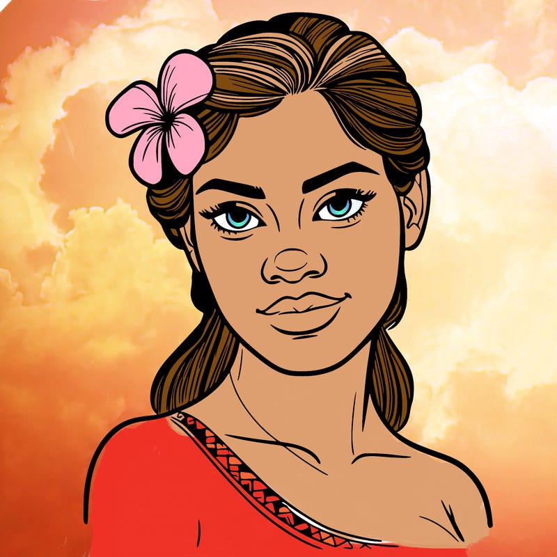 a realistic polynesian woman with a samoan pacific look and a taupou