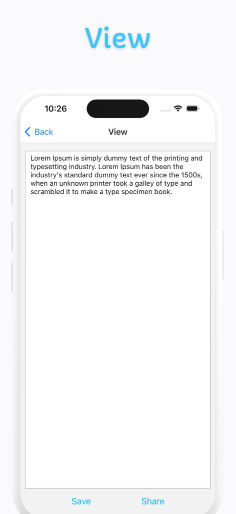 Voice Memo Transcription - Mobile App-Oberfläche, die eine Sprache-zu-Text-Transkription mit Optionen zum Speichern und Teilen zeigt