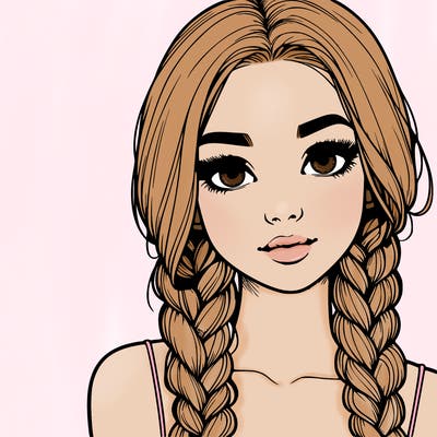 realistic girl with braids